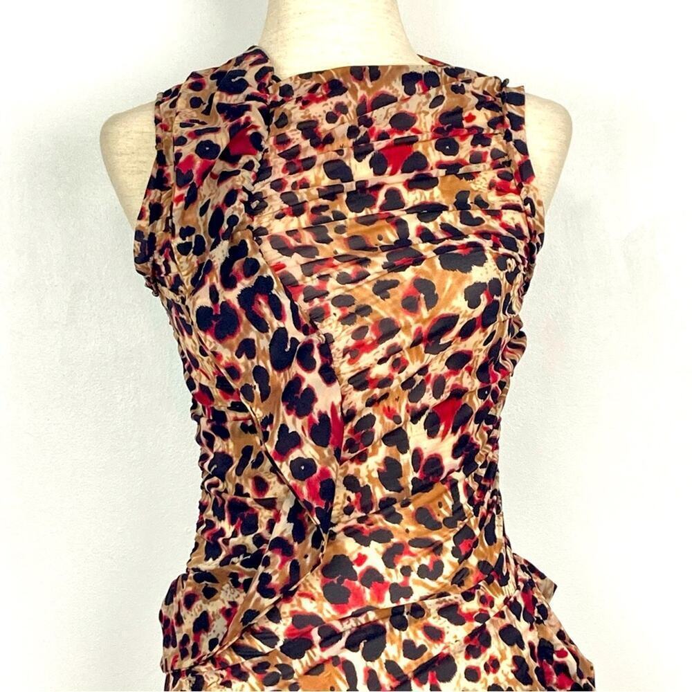BALENCIAGA Animal Print Stretch Body Conturing Sleeveless Dress - Size 6 - Picture 4 of 11